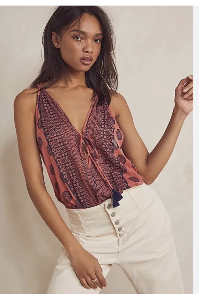 Free People Soul Of The Sun Bodysuit Boho Brick Combo Medium NWT* BD157