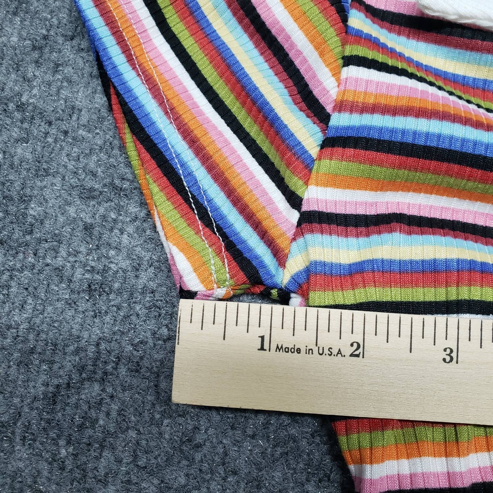 Rue21 Crop Top Womens XS Multicolor Striped Short Sleeve V-Neck Ruched Tie New