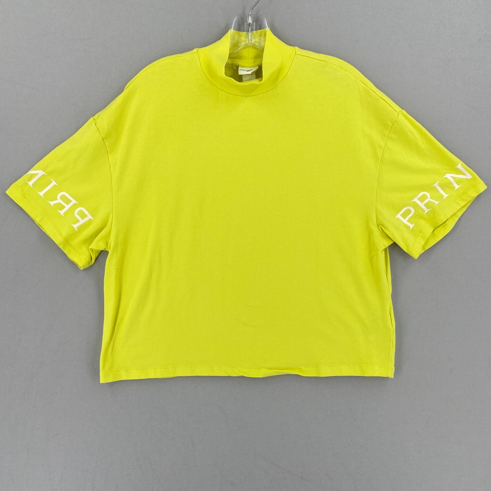 Pringles of Scotland H&M Womens Mock Neck Crop Boxy Tee Size Medium Yellow