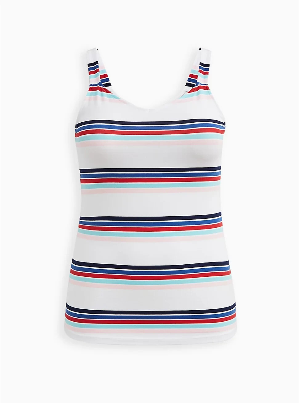 Torrid Foxy Wide Strap V Neck Tank Multi Stripe White 2 2X 18 20 #B06594