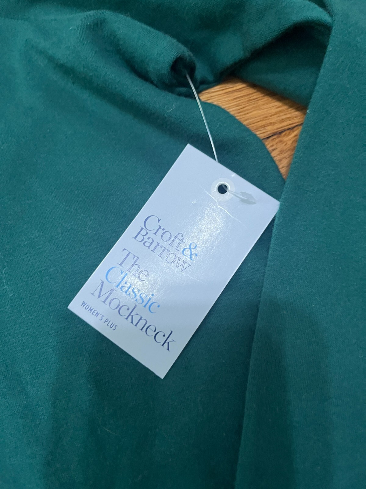 Croft & Barrow Green Long Sleeve Mock Neck Shirt Cotton Stretch Plus Size 3X NWT