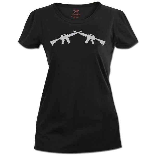 Rothco Ladies Black T-Shirt With Crossed Rifles Graphic Print 2nd Amendment Tee
