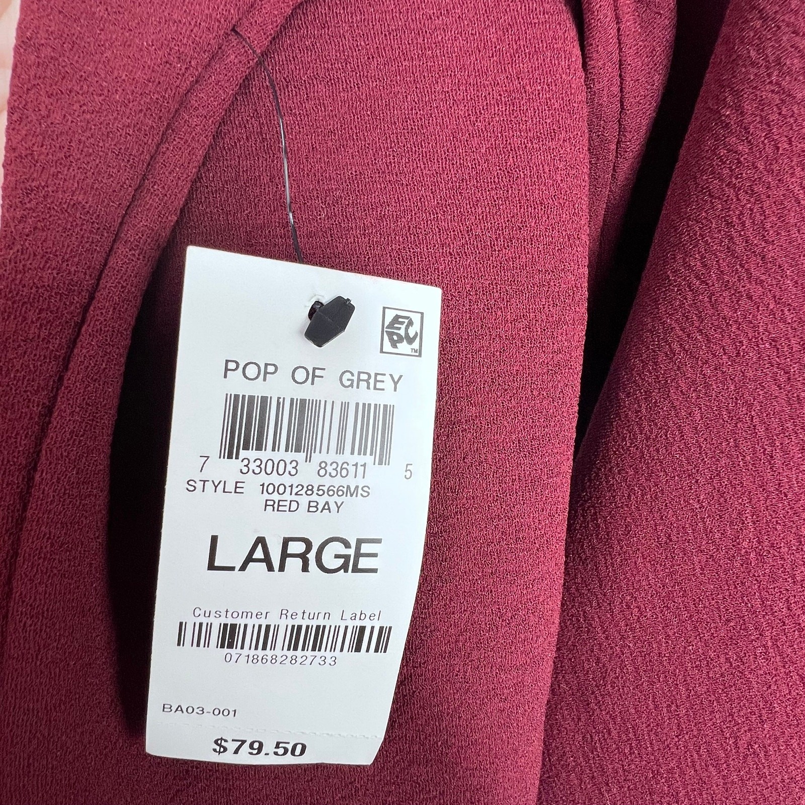 New Alfani Size Large Red Balloon Long Sleeve V-Neck Blouse Top