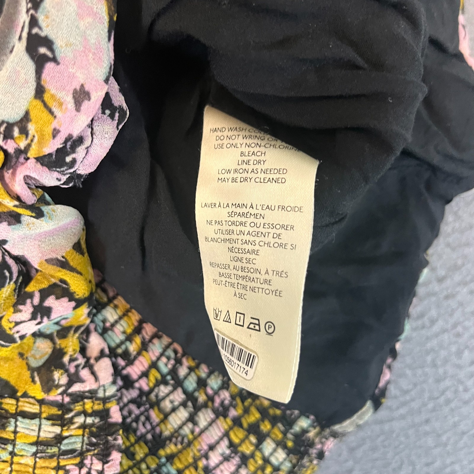 Free People Mabel Printed Chiffon Blouse Womens Small Multicolor Triangle Back