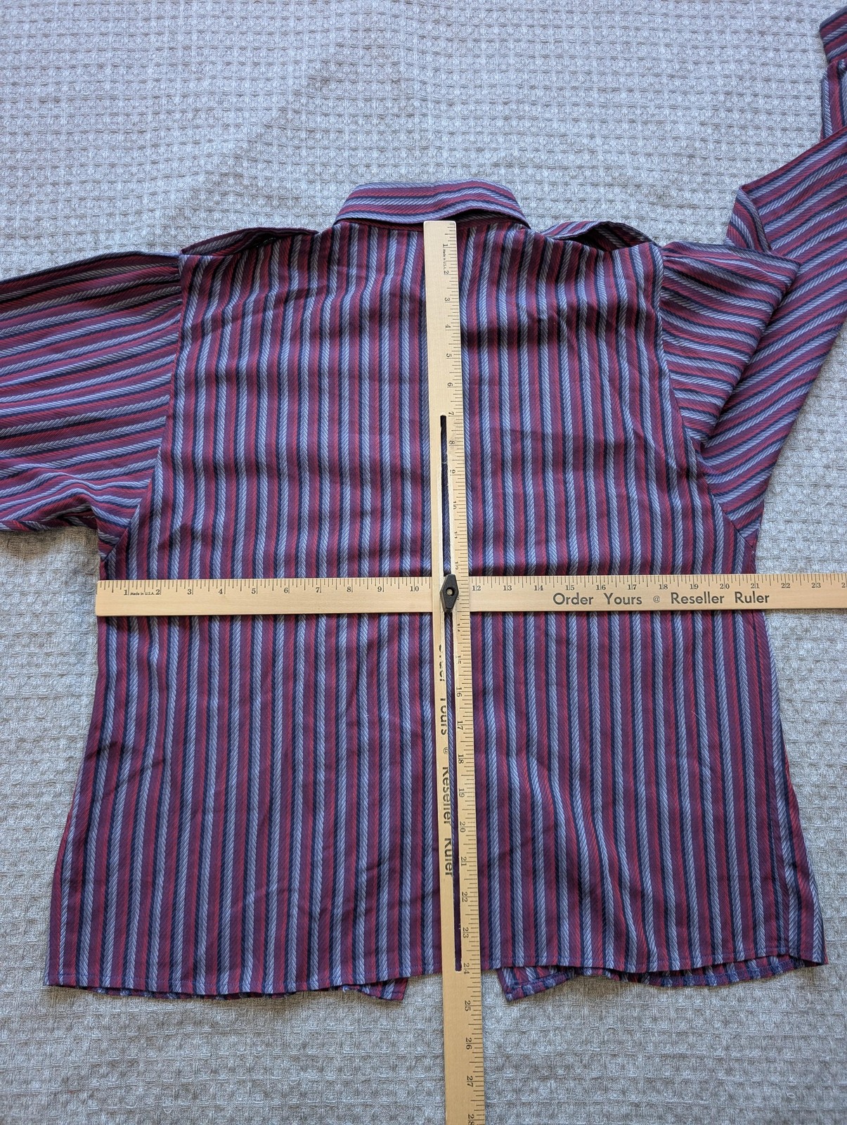 Vintage Shirt Womens 12 Red Stripe Tunic Dolman Pocket Epaulette Made UK 80s 90s