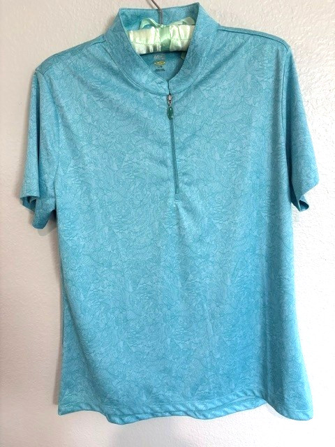 Women’s Greg Norman ML75 Play Dry Golf, Lt. Teal Sport Short Sleeve Shirt Sz. L