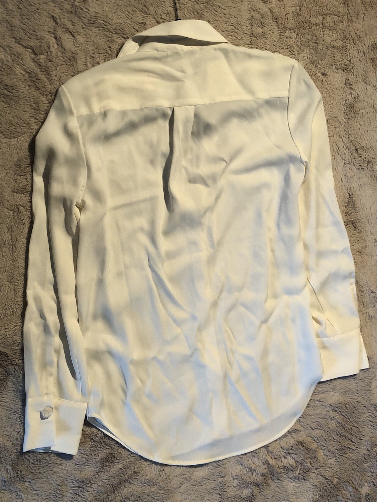 RACHEL ZOE Women X-Small White Button Up Collar Long Sleeve Bow Button Top