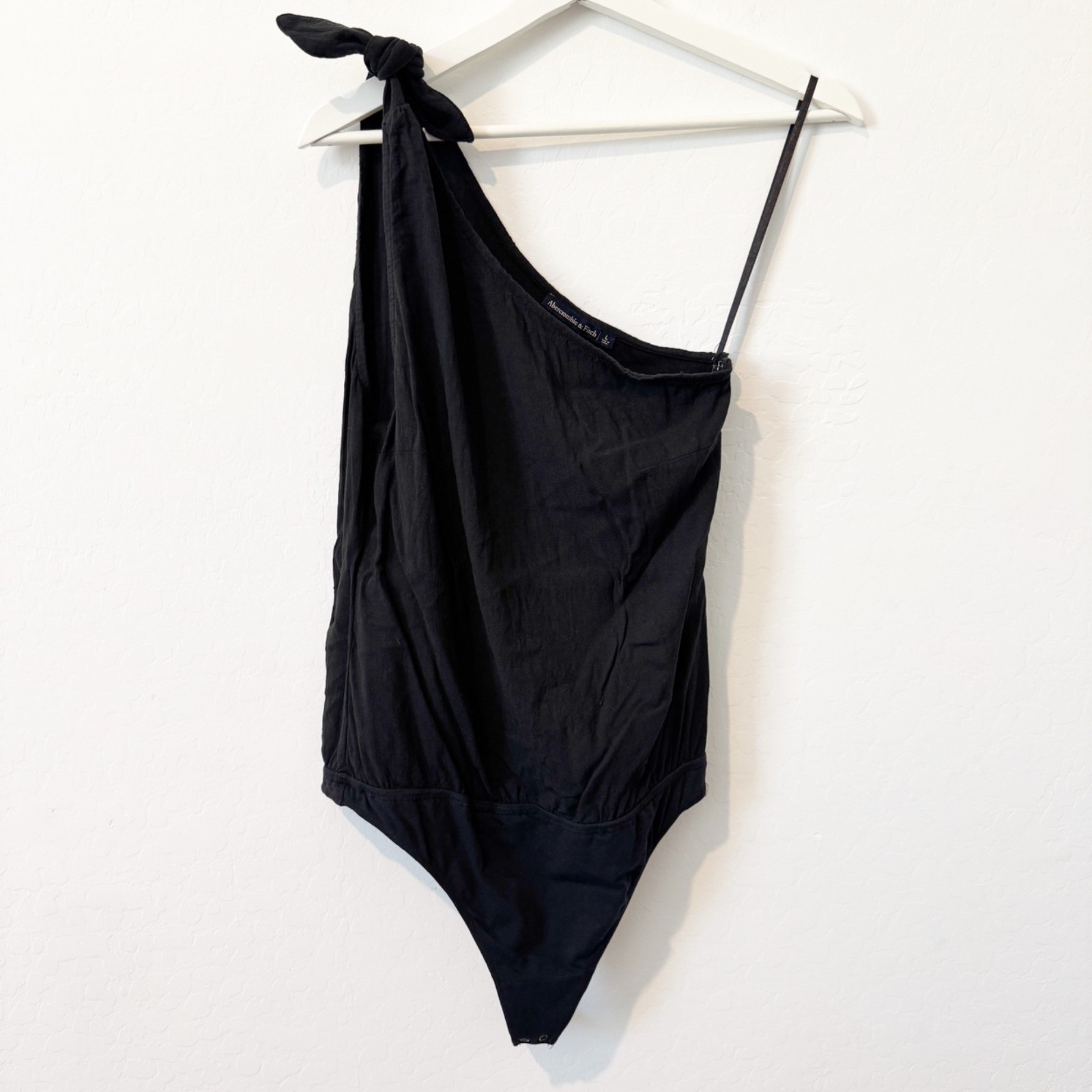 Abercrombie One Shoulder Tie Asymmetrical Bodysuit Black Casual Night Out Large