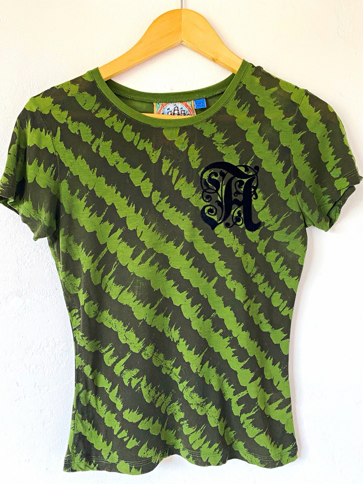 L.A.M.B Fall 05 Green Black Stripe Angel Shirt Gwen Stefani Collector Rare Small