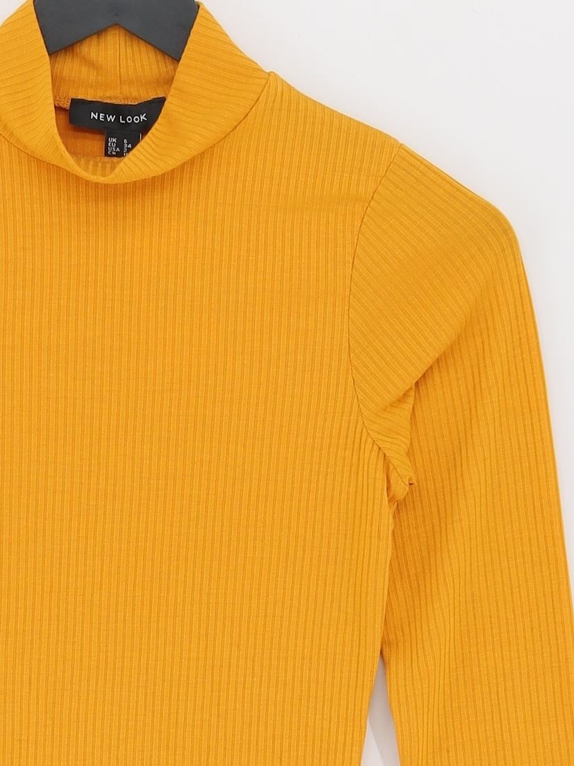 New Look Women’s Top UK 6 Yellow Polyester with Elastane, Viscose Basic