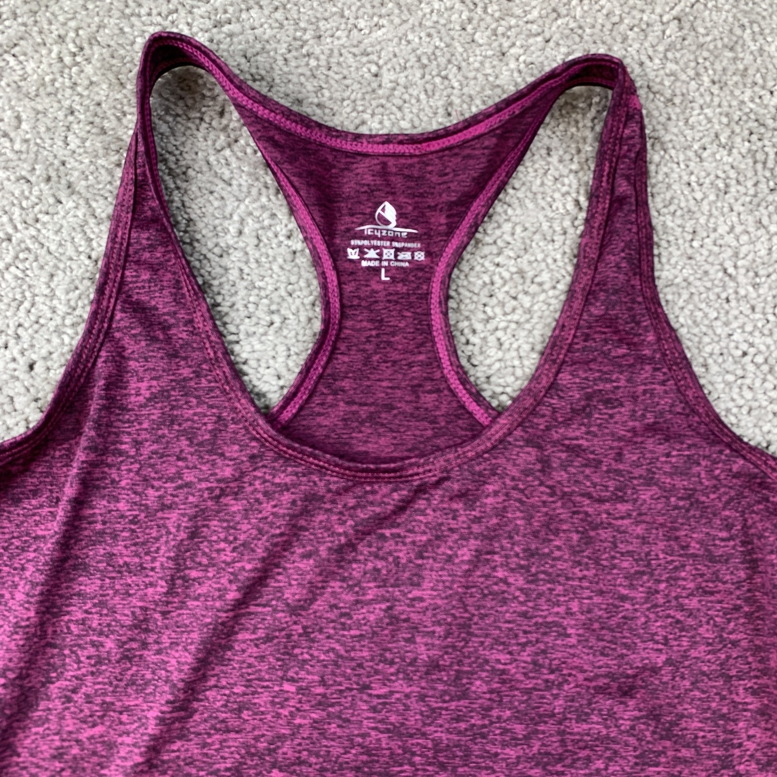 Icyzone Racerback Tank Women’s Large Purple Heathered Stretch Activewear
