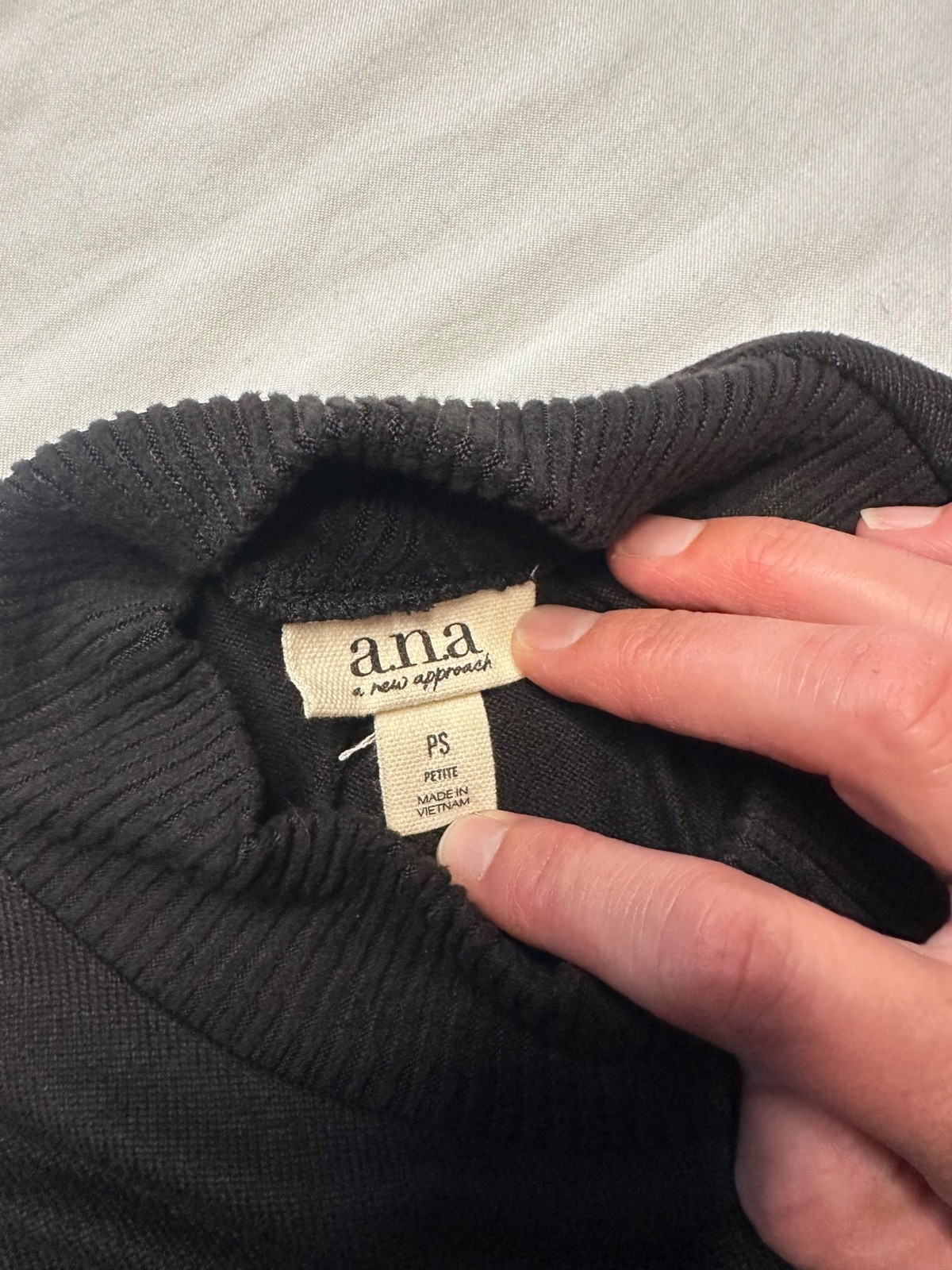 a.n.a. Black Mock Neck Long Sleeve Knit Top High Neck Classic Petite