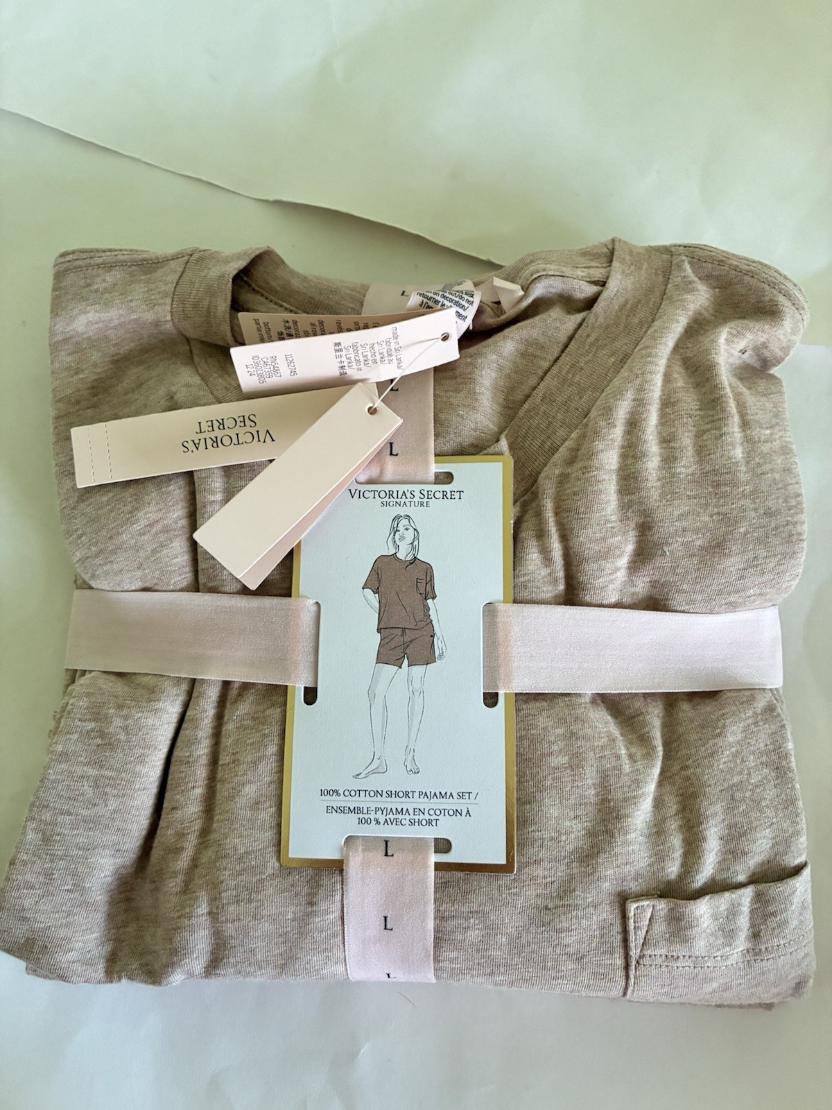 Victoria’s Secret Cotton Shorts- Short Tee Pajama Set Size Large , New With Tags