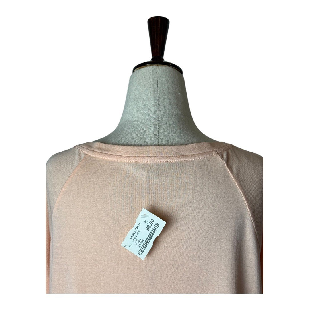 Lilla P Shirt Women Pink Peach Knit Curved Hem Bell Tee Athleisure Outdoor NWT