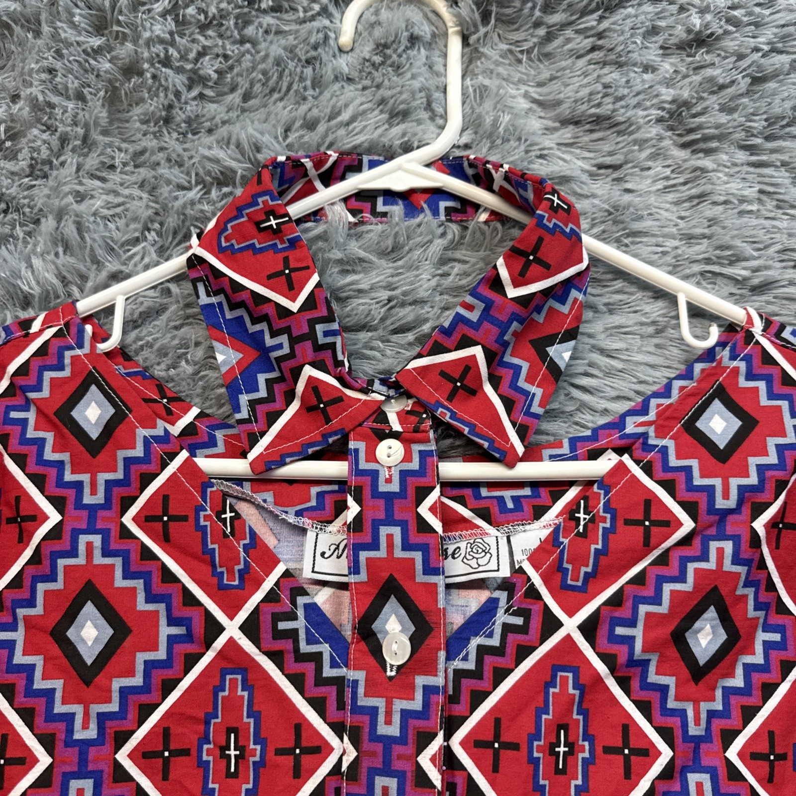 Vintage NWT Adobe Rose Western Shirt L Festival Women’s Aztec 90s Cowboy Red
