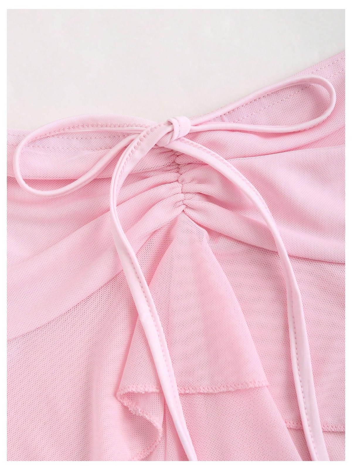 SHENHE Women’s Pink Layered Ruffle Top Ruched Backless Babydoll Peplum Tank L