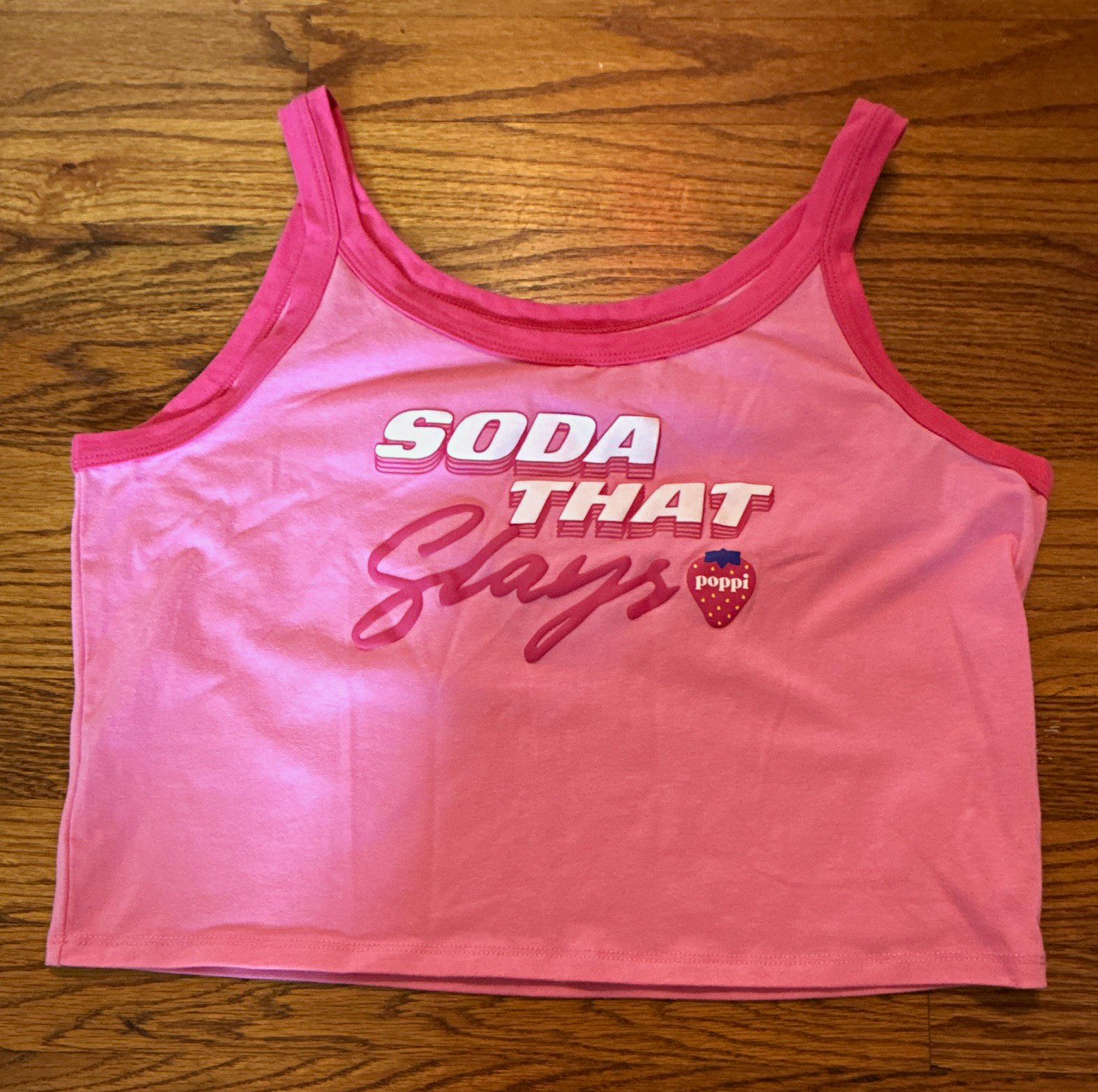 poppi Pink Graphic Logo Tank Top L “SODA THAT SLAYS”