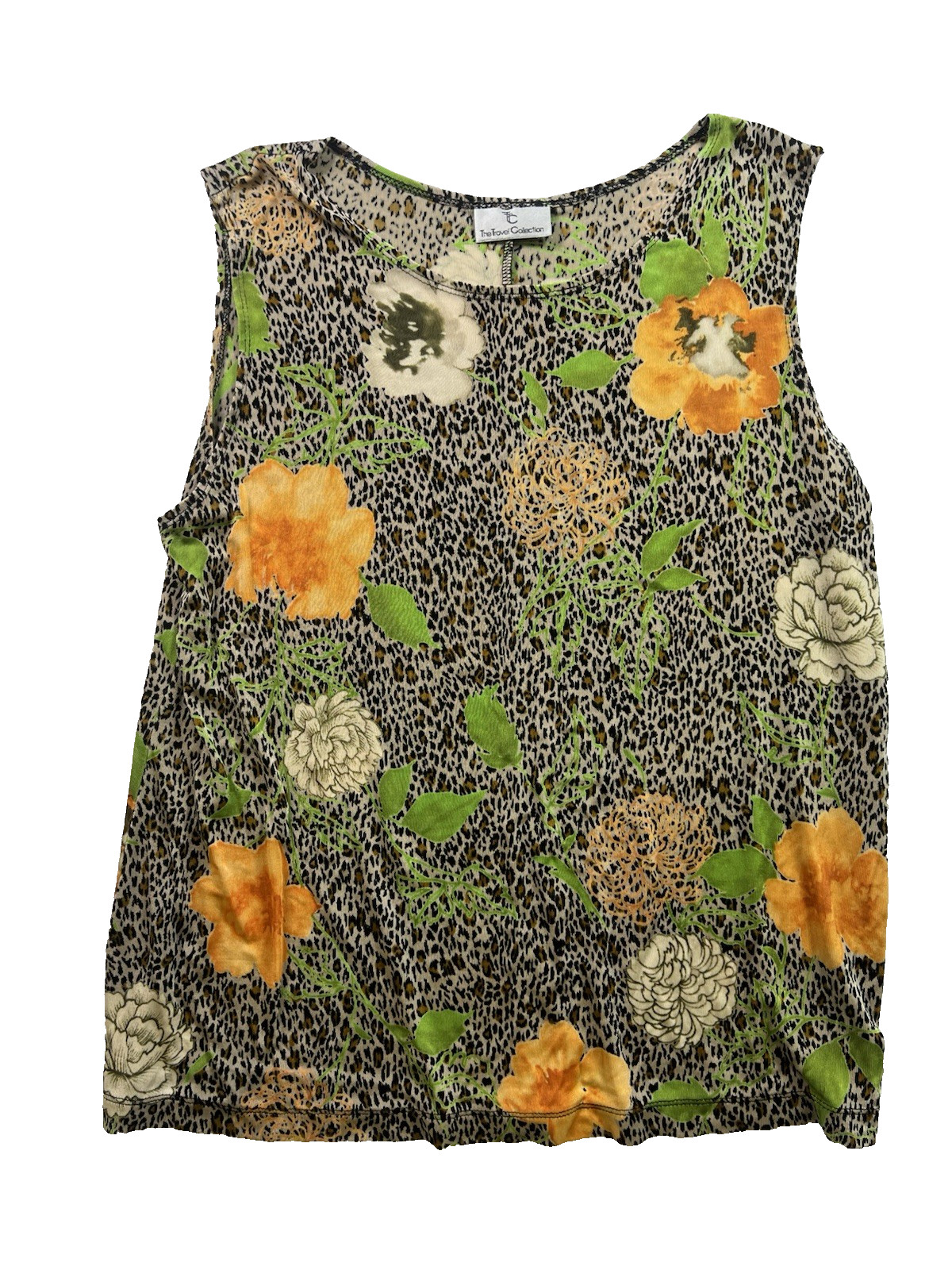 The Travel Collection Women’s Size 1X Leopard Garden Print Pullover Slinky Tank