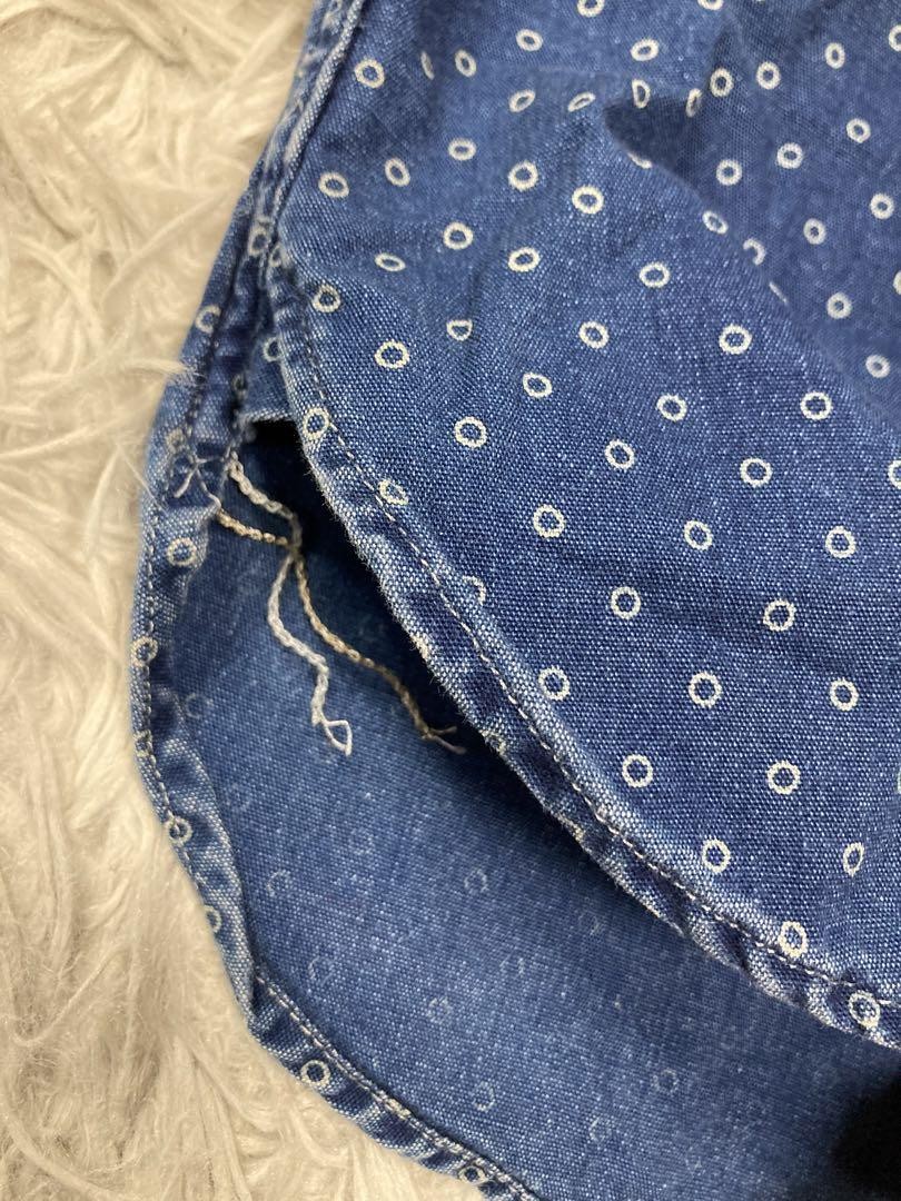 RRL Ralph Lauren Band Collar Shirt Bubble Pattern Rare 40cm Shoulder Vintage