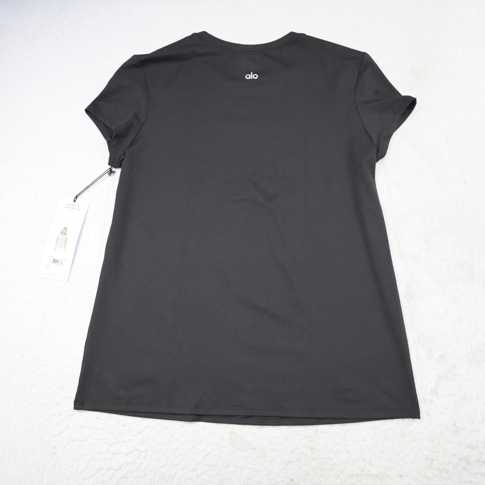 Alo Yoga Alosoft Finesse Tee Women L NEW Black Short Sleeve Crew Neck W1404R
