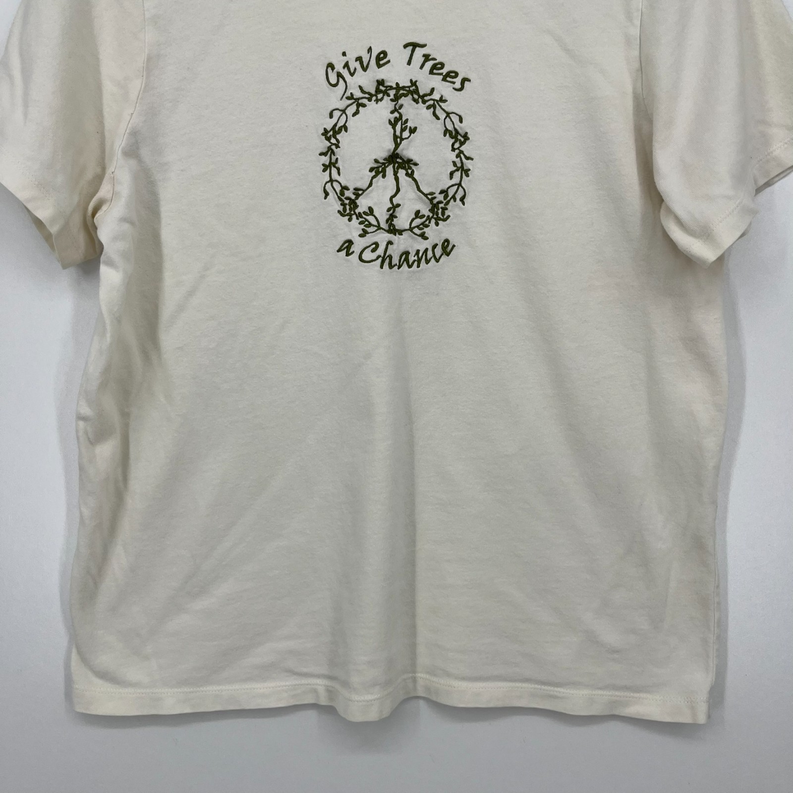 Give Trees a Chance Nature Hippie T-Shirt Women’s Size M White M&C Sportswear