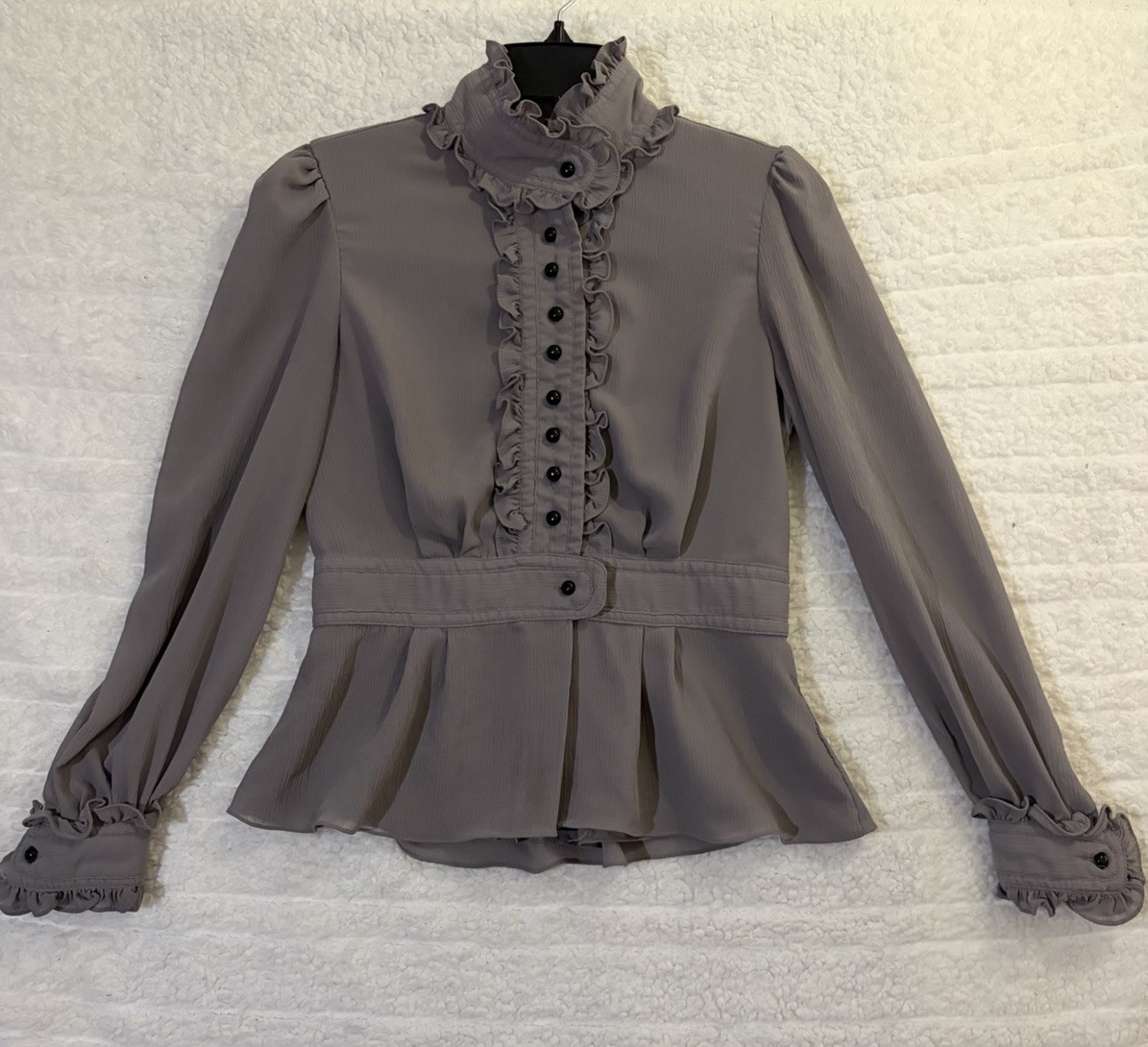 Alice Temperley for Target Women’s Gray Solid High Neck Ruffle Blouse M