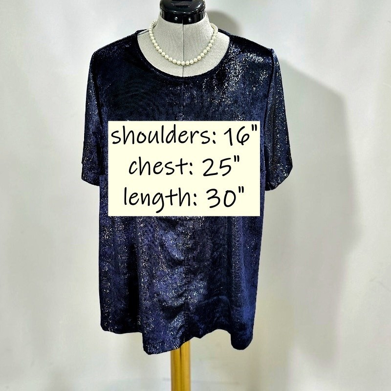 Lane Bryant 18 Midnight Navy Metallic Shimmer Velour Top Holiday Party Plus Size