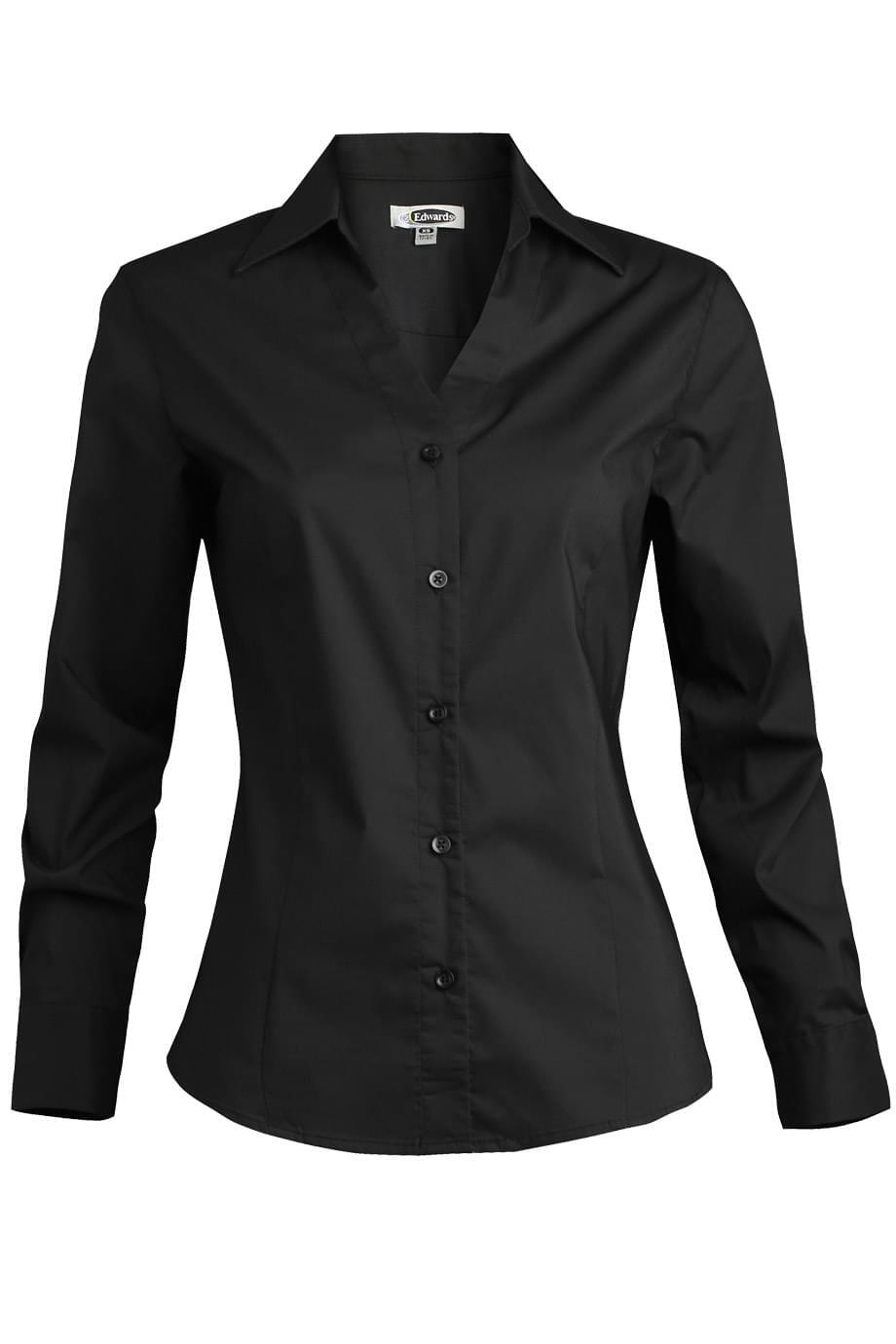 Edwards Garments 5034 Ladies Long Sleeve Tailored V-Neck Stretch Blouse Shirt