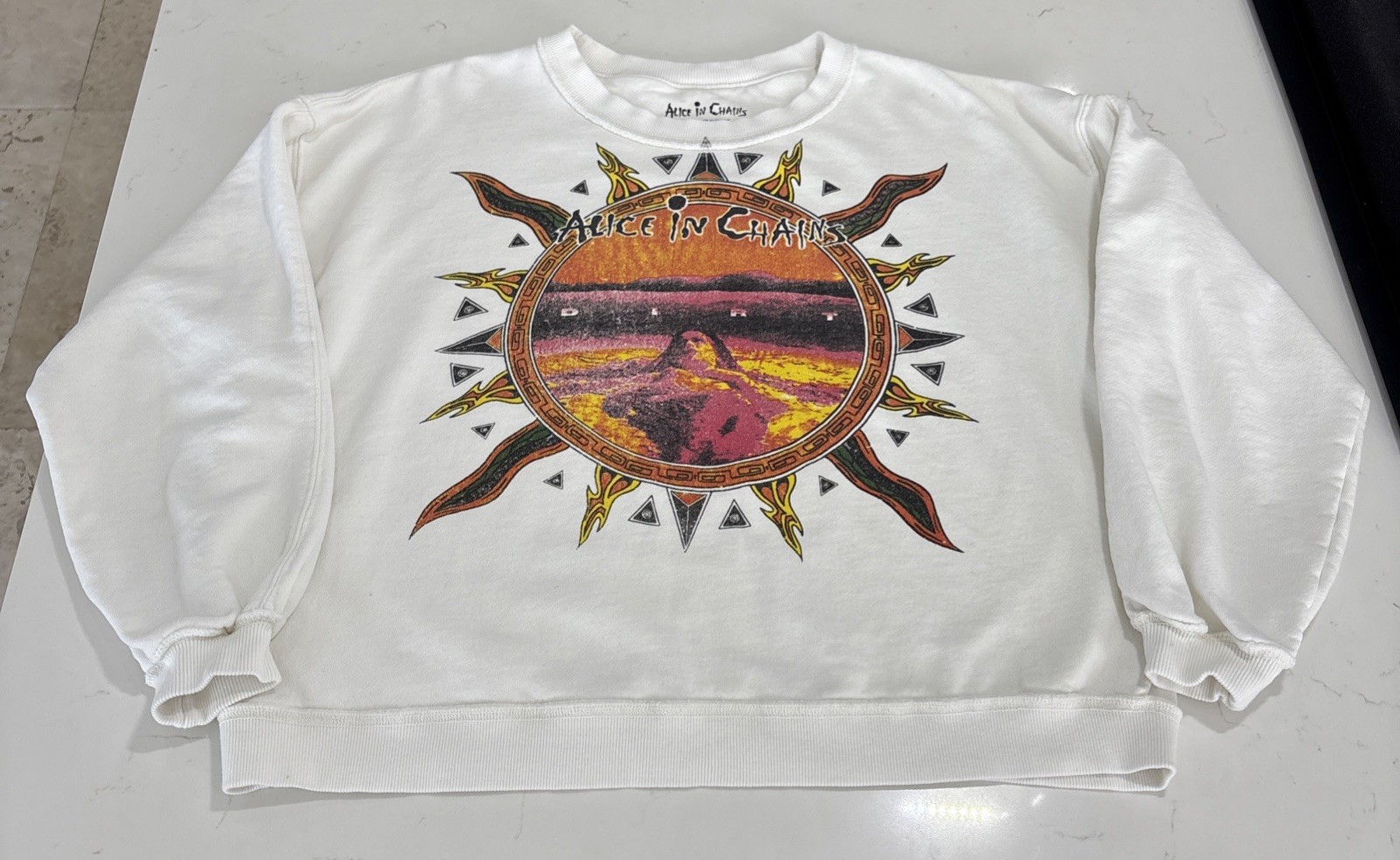 Women’s Alice in Chains Crewneck White Dirt Album Grunge Seattle Staley Size S