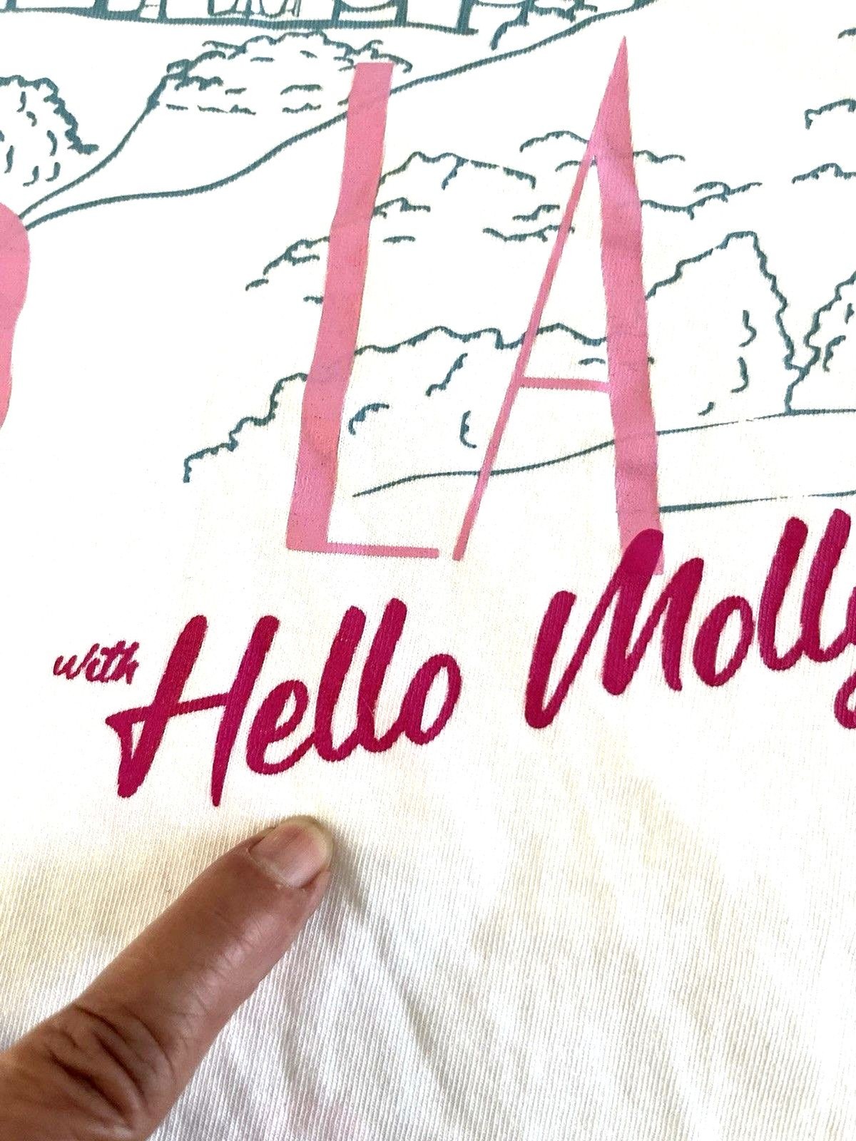 Hello Molly Womens Graphic Print T-shirt XL White Pink “Apre8 in LA” Preppy