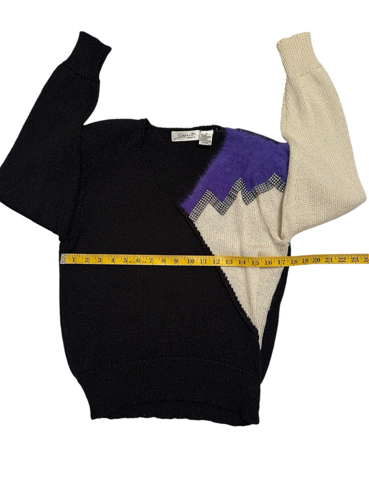 SPIRIT Wool Acrylic & Angora Sparkling Holiday Party Sweater Medium Purple Black