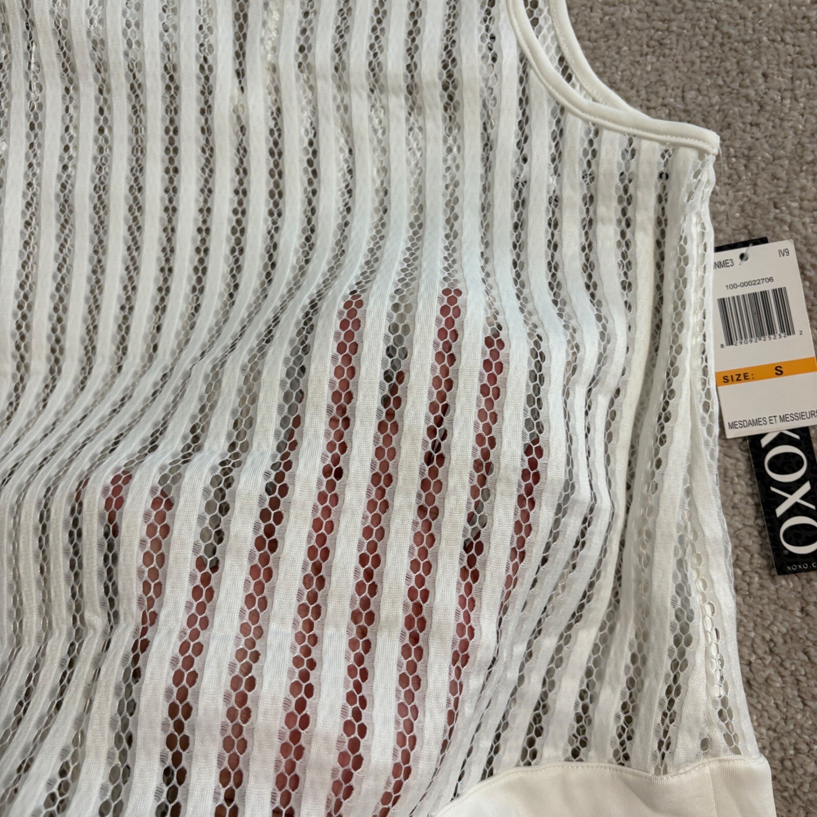 NWT XOXO White Sleeveless Top – Sheer Lace Overlay – Contemporary Style – S