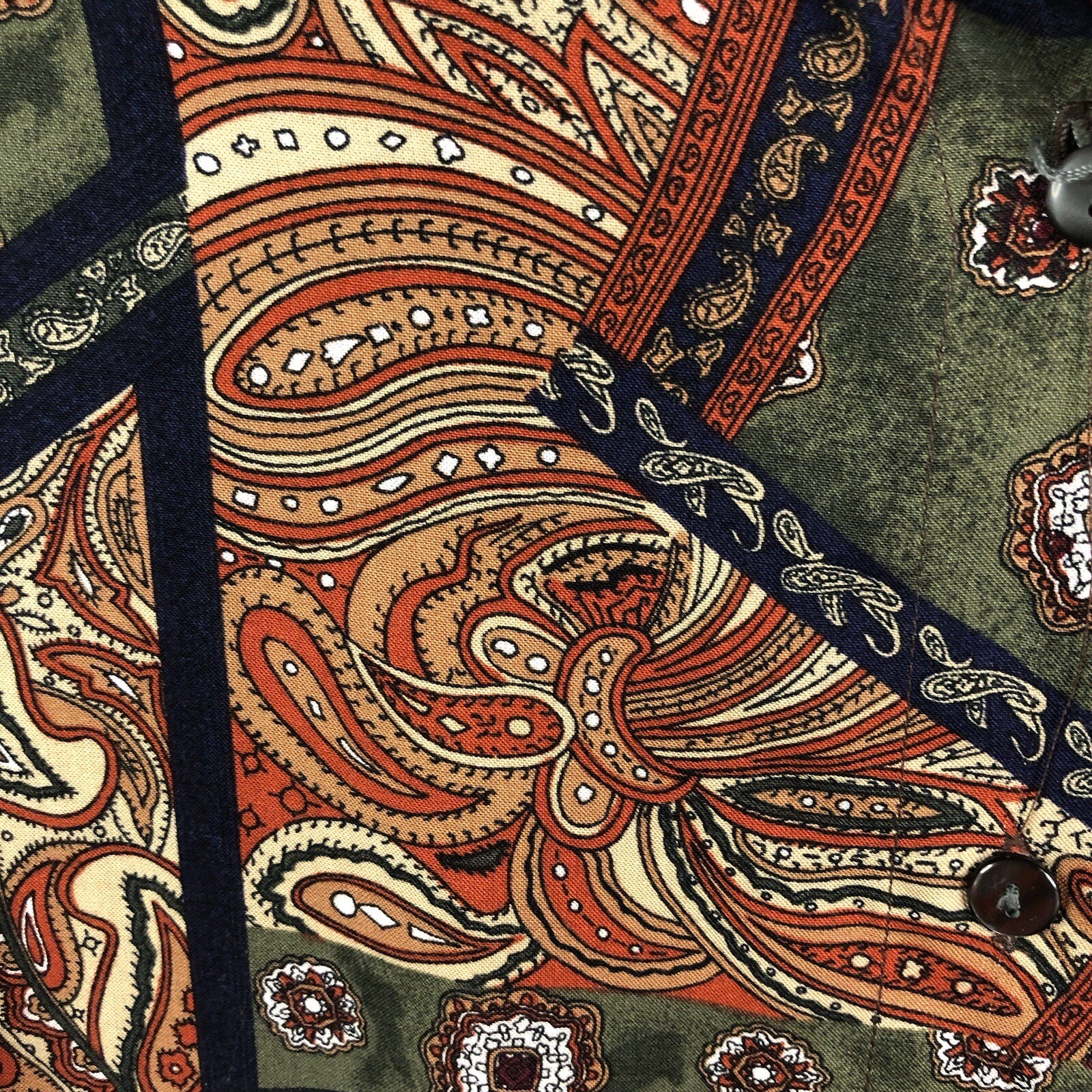 Abstract Top Women M Multi Color Paisley Artsy Rayon Retro Mod Groovy