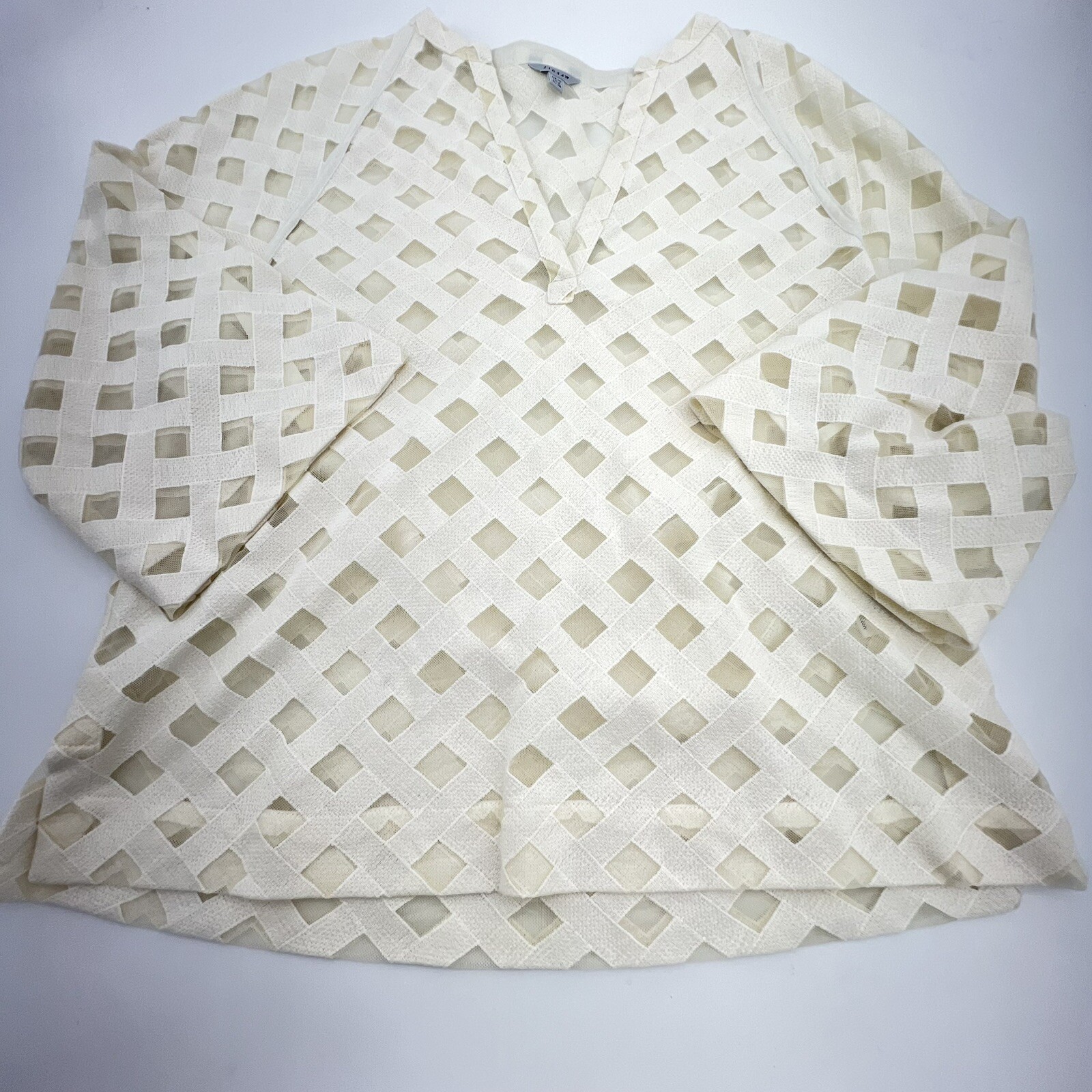 Jigsaw 3/4 Sleeve Lattice Pattern Blouse Size 6