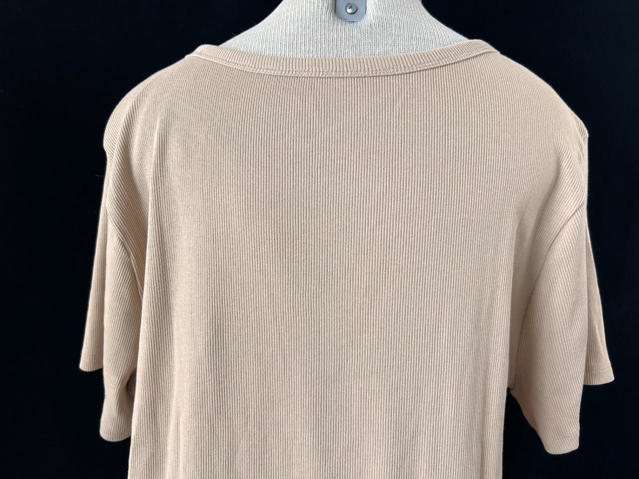 Time & True blouse top Size 3XL 22 short sleeve beige texture pullover