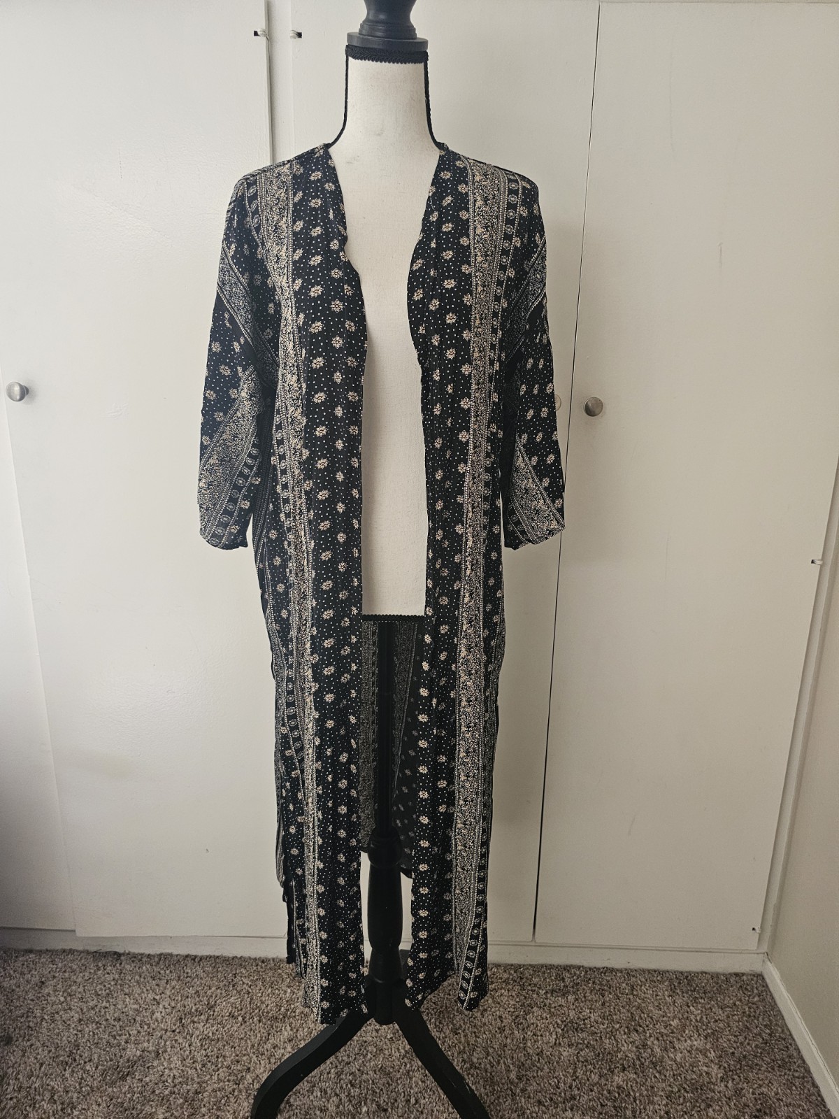 Boho Style Long Kimono Cardigan Cover Up (L)