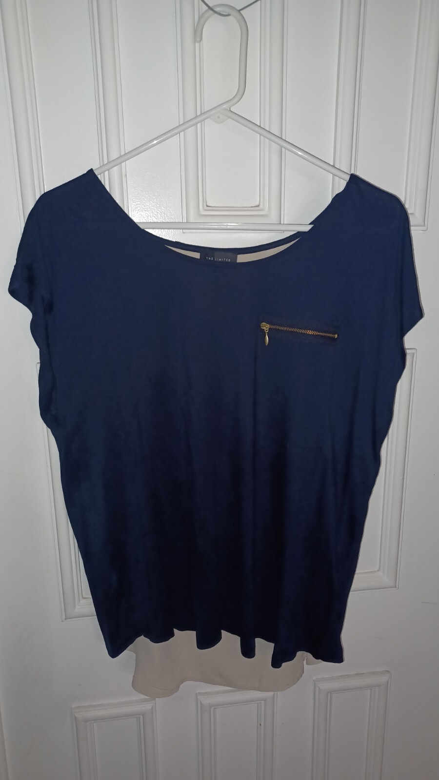 The Limited Womens Zip Pocket Shirt Navy Blue Large Back Accent