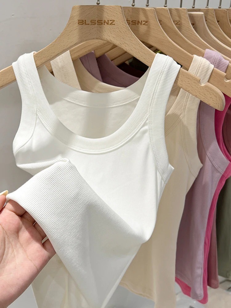 Womens Summer Sleeveless Ribbed Tank Top Stretch Basic Camisole