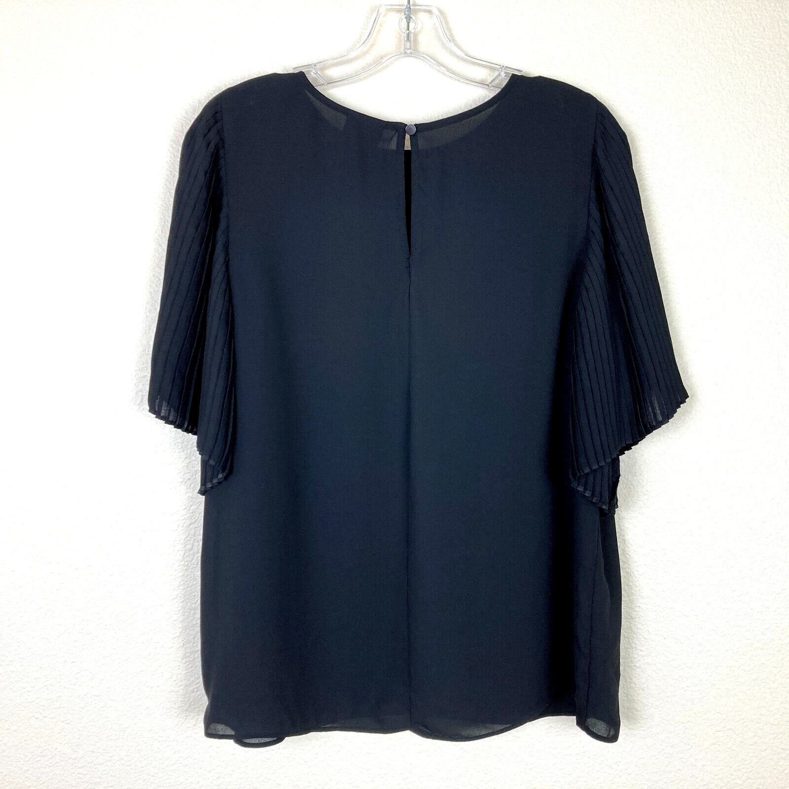 Worthington Pleated Sleeve Blouse Size M Black Career Party Festive Dressy
