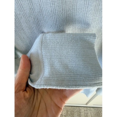 Intimately Free People Moon Struck Pointelle Heart Henley Top Grey Blue Size M
