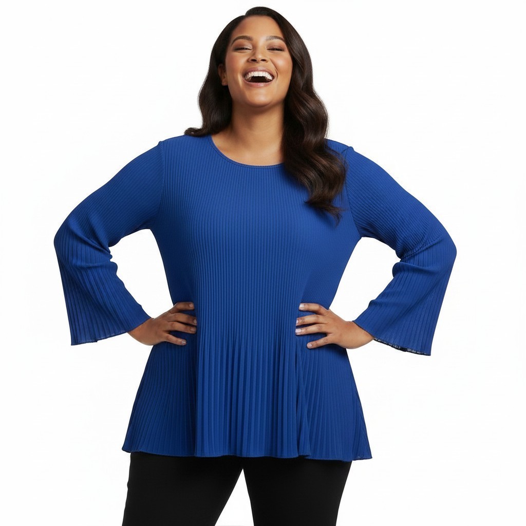 Avenue 30/32 NWT Blouse Blue Crinkle Boho Bell Flutter Flowy *Factory Sealed*