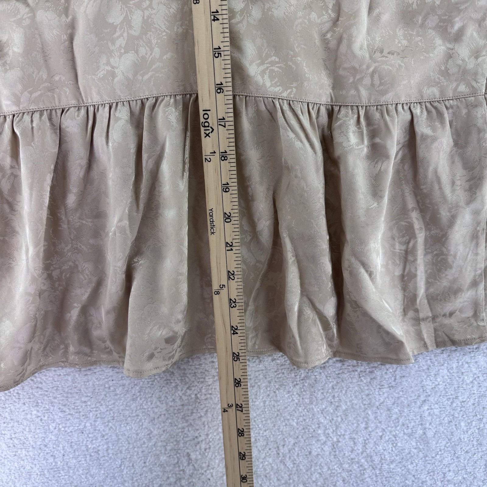 Isaac Mizrahi Live! Stretch Jacquard Shirred Peplum Blouse 10 Regular Gold