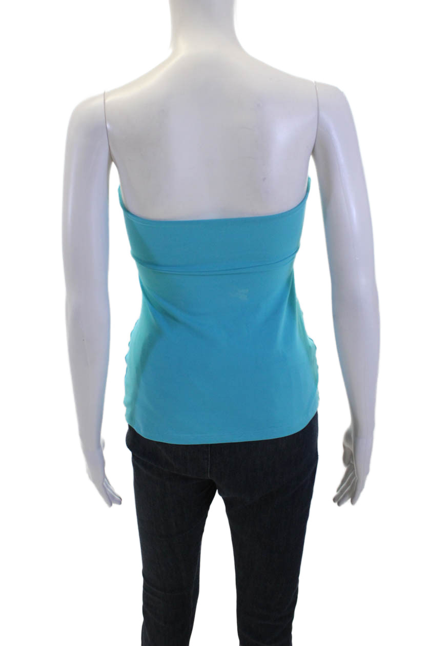 Susana Monaco Womens Spandex Sleeveless Fold Over Tub Top Blue Size S