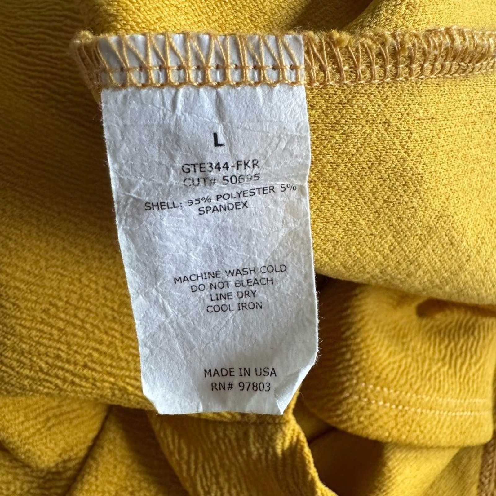 Green Envelope L mustard yellow boat neck long sleeve textured 3/4 blouse