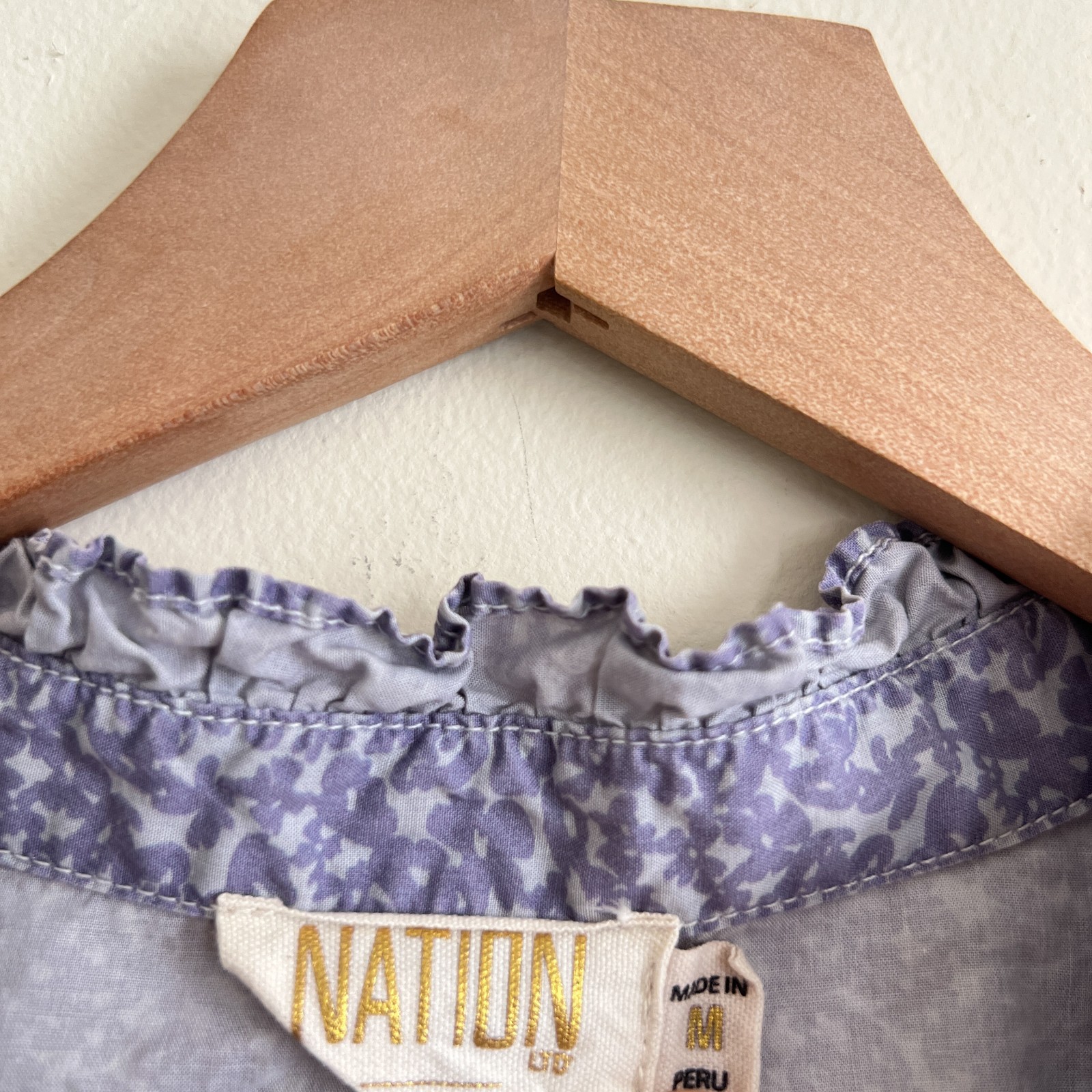 Nation LTD Purple Floral Printed Chantelle Victorian Crop Blouse Size Medium