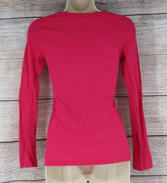Active Basic Women’s Long Sleeve Top Medium Pink Stretch Crew Neck Casual Basic