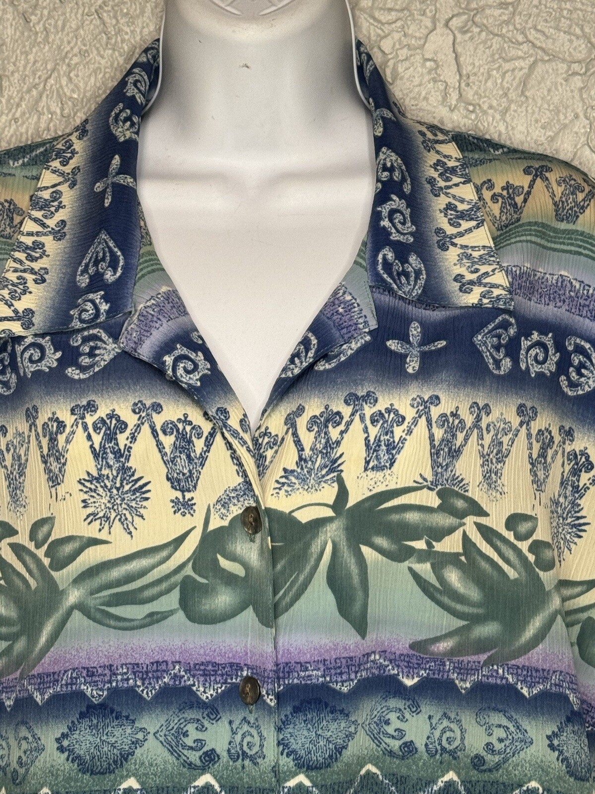 TanJay Ladies Tropical Button Up Size 12 Vacation Beach Blues Cruise wear