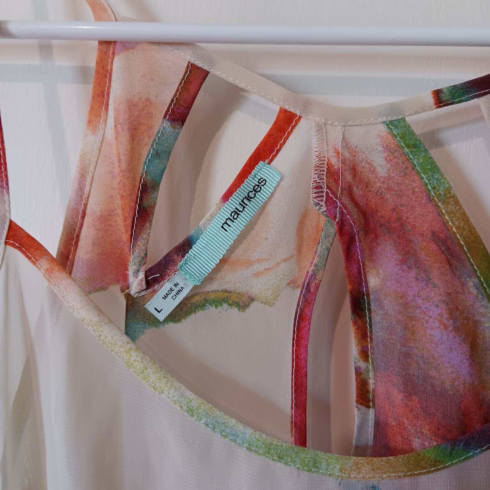 Maurices Cami Watercolor Floral Chiffon Sheer Ruffle Tank Top L Fairy Whimsigoth