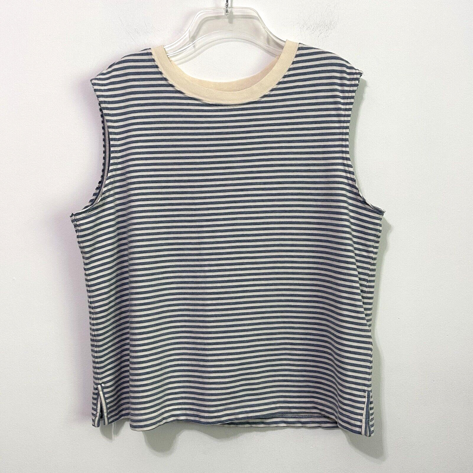 Current Elliott Collins Stripe Muscle Tee 3 Large Knit Blue Casual Stretch Top