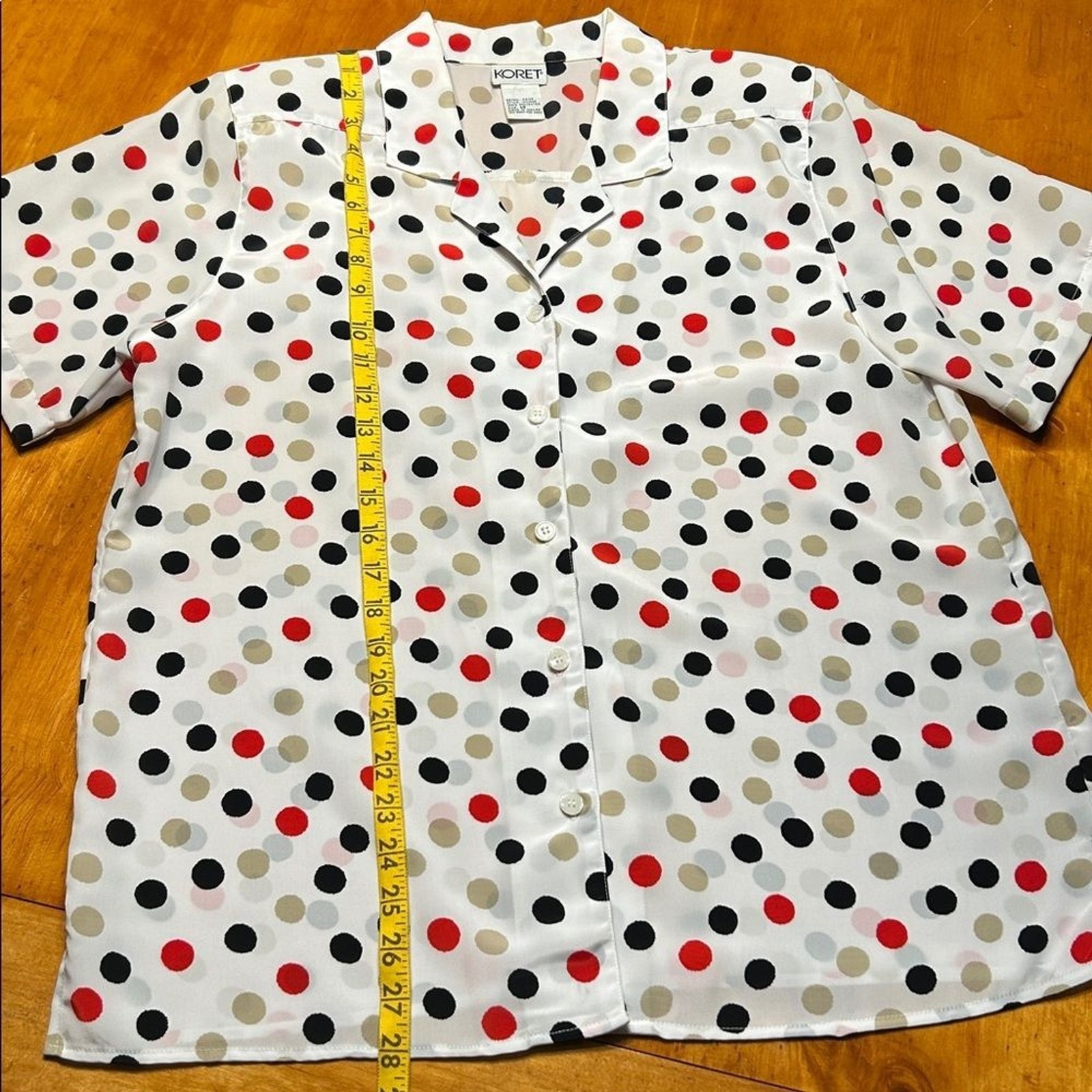 Koret Women’s Short Sleeve Multicolor Polka Dot Button-Up Blouse 80s Y2K Granny